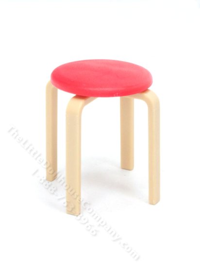 (image for) Miniature Modern Red Stool for Dollhouses