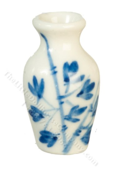 (image for) Miniature White and Blue Bouquet Vase for Dollhouses