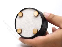 (image for) Miniature Tufted Leather Ottoman - Black