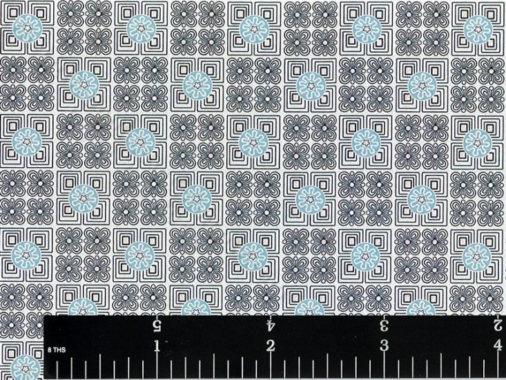 (image for) Blue Tile Pattern Miniature Wallpaper for Dollhouses