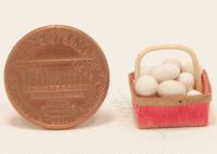 (image for) Miniature Rectangular Basket with White Eggs
