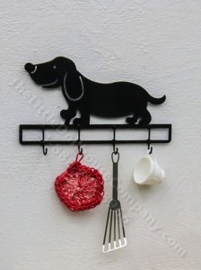 (image for) Miniature Black Metal Dachshund Wall Hooks by Pierluigi