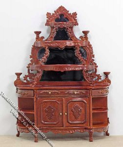 (image for) Miniature Mirrored Walnut China Cabinet for Dollhouses