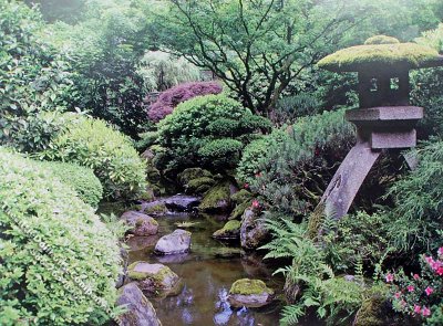 (image for) Asian Garden Scene Miniature Mural for Dollhouses