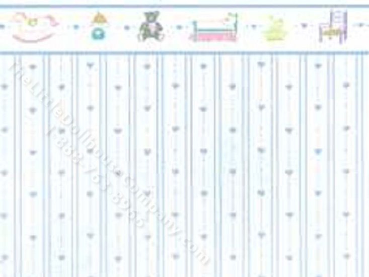 (image for) Blue Dollhouse Heart Miniature Wallpaper for Dollhouses