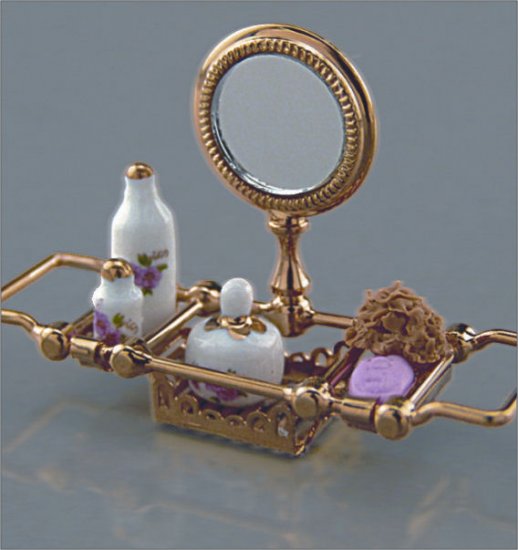 (image for) Brass Bathtub Rack/Mirror Set