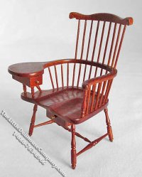 (image for) Miniature Windsor Walnut Chair w/Drawers for Dollhouses