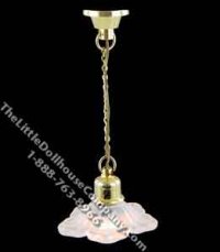 (image for) Dollhouse Scale Model 12V Plug In Hanging Lamp w/Flower Shade