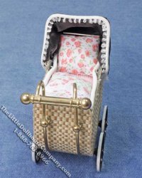 (image for) Miniature Faux Wicker Baby Pram by Heidi Ott for Dollhouses