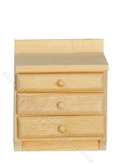(image for) Miniature Side Table with 3 Drawers for Dollhouses, Unfinished