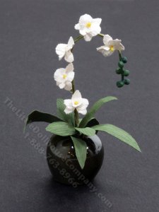 (image for) Dollhouse Miniature White Orchids in a Pot