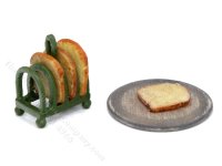 (image for) Miniature Green Country Toast Rack and Plate for Dollhouses