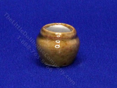 (image for) Miniature Brown Glazed Ceramic Pot for Dollhouses