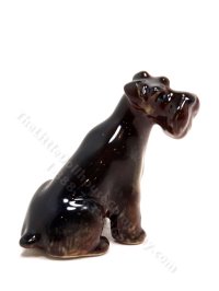 (image for) Miniature Porcelain Brown Scottie Dog Figurine for Dollhouses
