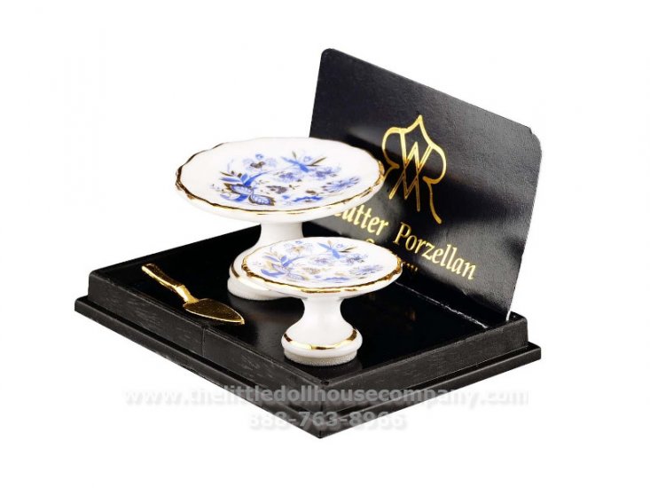 (image for) Miniature Blue Onion Cake Plates (2pc)