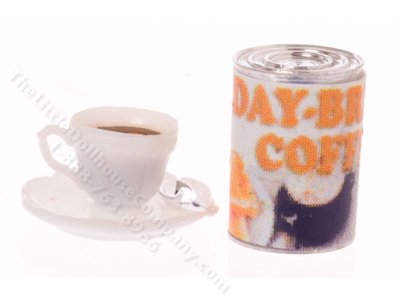 (image for) Miniature Coffee Can with Black Coffee for Dollhouses
