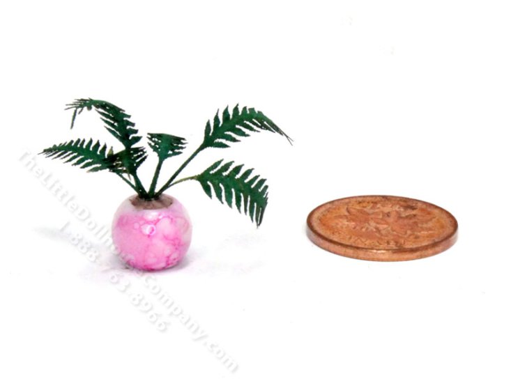 (image for) Handmade Miniature 1/4 Scale Fern in Pink Vase