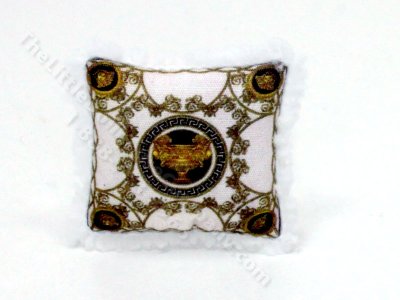 (image for) Miniature White Versace Pillow with Fringe by Judith Blondell