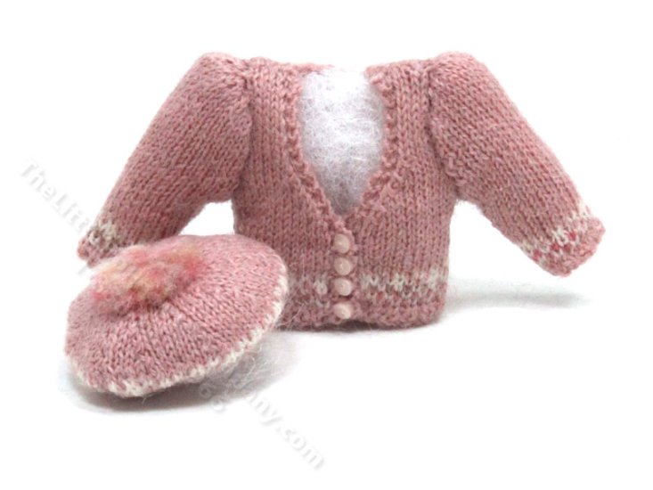 (image for) Miniature Pink Handknit Sweater by Margaret Yeadon