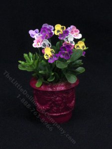 (image for) Miniature Pansies in Pink Planter by Mini Creations by Judy