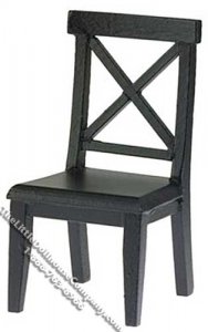(image for) Miniature Black Cross Buck Chair for Dollhouses