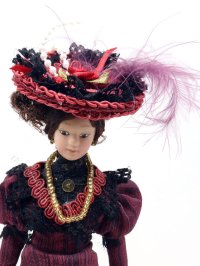 (image for) Miniature Handcrafted Vintage Victorian Lady in Burgundy