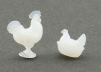 (image for) Miniature Rooster And Nesting Hen Figurines For Dollhouses