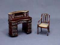 (image for) 1:24 Scale Miniature Mahogany Desk and Chair