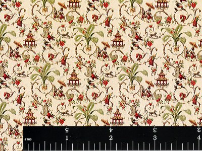 (image for) Beige Pagoda Pattern Wallpaper for Dollhouses
