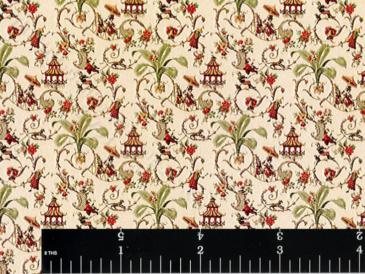 (image for) Beige Pagoda Pattern Wallpaper for Dollhouses