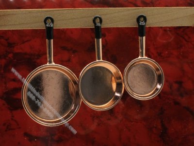 (image for) Miniature 3 Piece Copper Frying Pan Set for Dollhouses