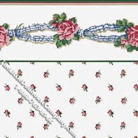 (image for) Ribbons & Roses Toss Pattern Miniature Wallpaper for Dollhouses