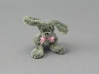 (image for) Miniature Grey Bunny with Bow by Sue Wilkes of Shoebutton Bears
