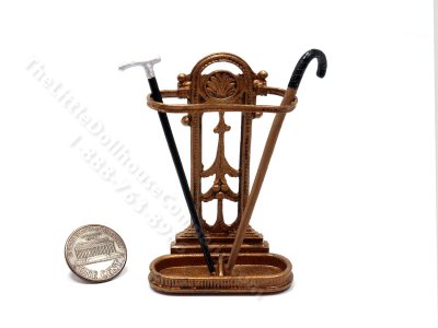 (image for) Miniature Hallway/Umbrella Stand with Canes Set for Dollhouses - Bronze