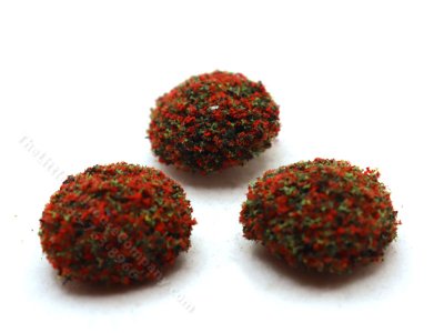 (image for) Miniature 1 inch Red Mound Bush (3 pack) for Dollhouses