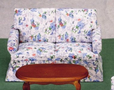 (image for) Miniature Loveseat with Blue Floral Pattern