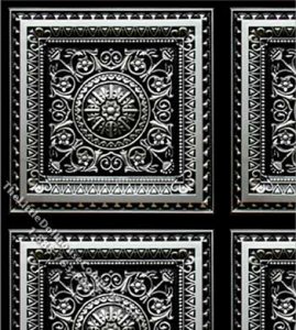 (image for) Antique Silver Rosette Panel Pattern Dollhouse Wallpaper