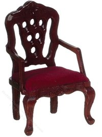 (image for) Miniature As-Is Carved Back Mahogany Arm Chair for Dollhouses
