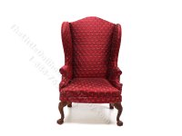 (image for) Miniature 3 piece Red Damask Camelback Living Room Set for Dollhouses