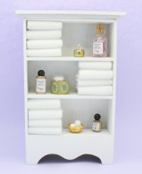 (image for) Miniature Bathroom Shelf Unit with White Towels for Dollhouses