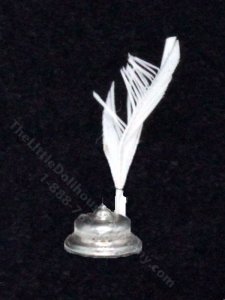 (image for) Miniature Quill Pen and Ink Well for Dollhouses