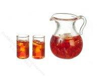 (image for) Miniature Pitcher of Ice Tea with Two Glasses for Dollhouses