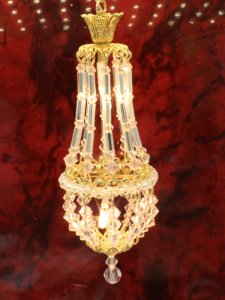 (image for) Dollhouse Scale Medium Rose Beaded Chandelier