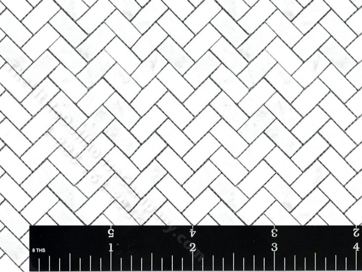 (image for) Miniature Large Herringbone Marble Flooring for Dollhouses White