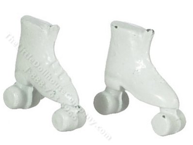 (image for) Miniature White Roller Skates for Dollhouses