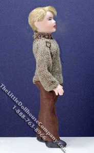 (image for) Miniature Child in Brown Sweater and Pants by Cindy's Dolls