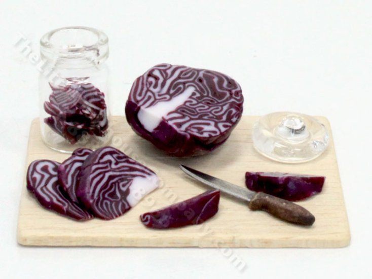 (image for) Miniature Red Cabbage Pickling Board for Dollhouses