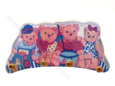 (image for) Miniature Teddy Bear Wall Coat Rack for Dollhouses