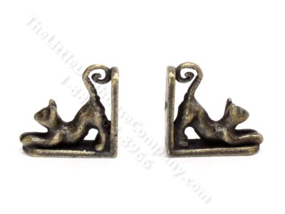 (image for) Pair of Cat Bookends in Antiqued Brass