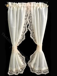 (image for) Miniature White Sheer Curtains for Dollhouses